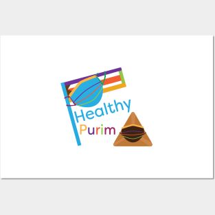 Colorful healthy Purim greeting Posters and Art